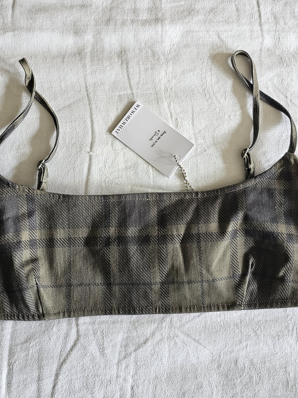 NWT WeWoreWhat Brown & Black Plaid Bralette Bra Top